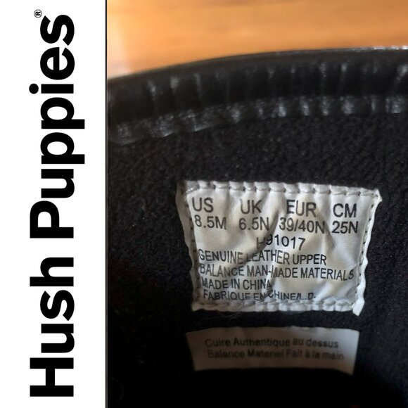 Hush Puppies Black leather boot high wedge heel brass buckle & ankle strap 8.5 - Picture 10 of 10